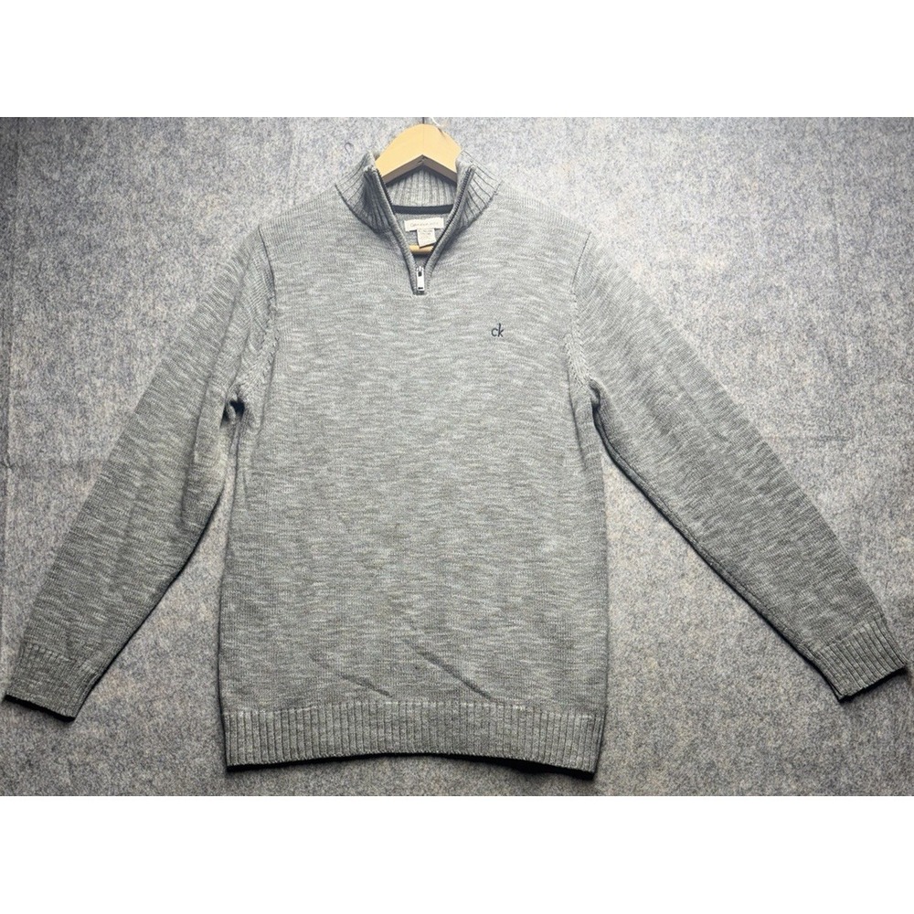 Men's Calvin Klein Jeans Black Marble‎ Long Sleeve 1/4 Zip Pullover Sweater XL